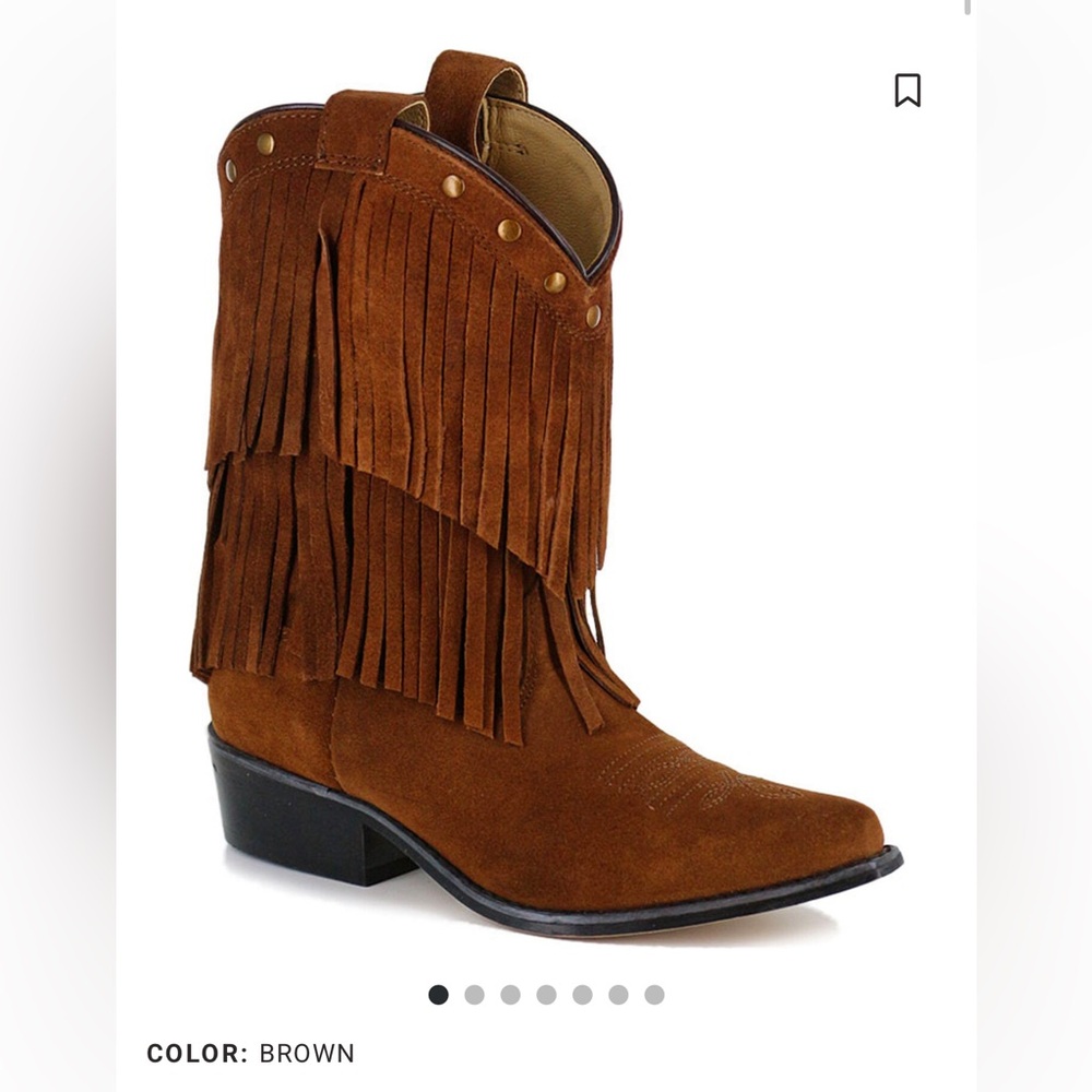 Smoky mountain Tan Leather fringe western Boots